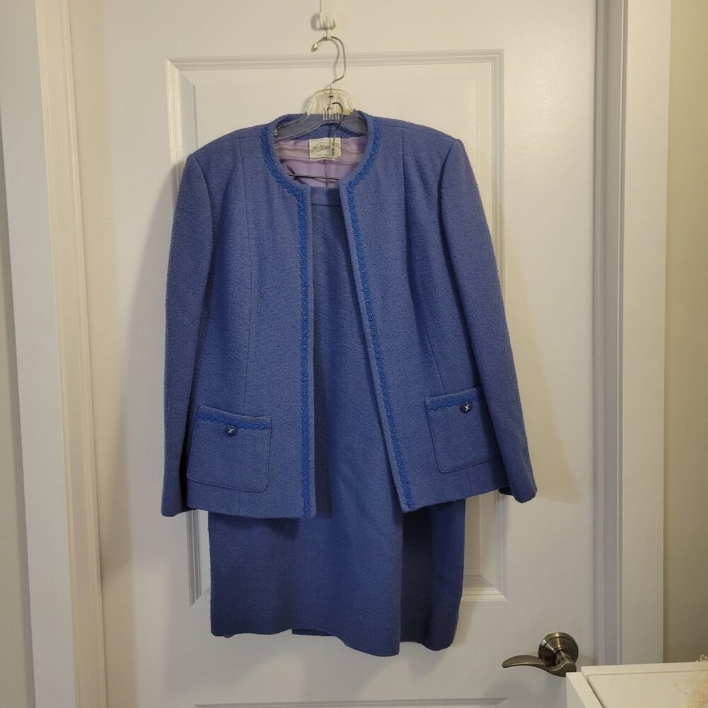 Luxury Vintage - Auckie Sanft - Pure Virgin Wool 2 Piece Tweed Set - Round Neck